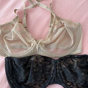 DKNY Black strapless and beige bra lot (2) 34DD